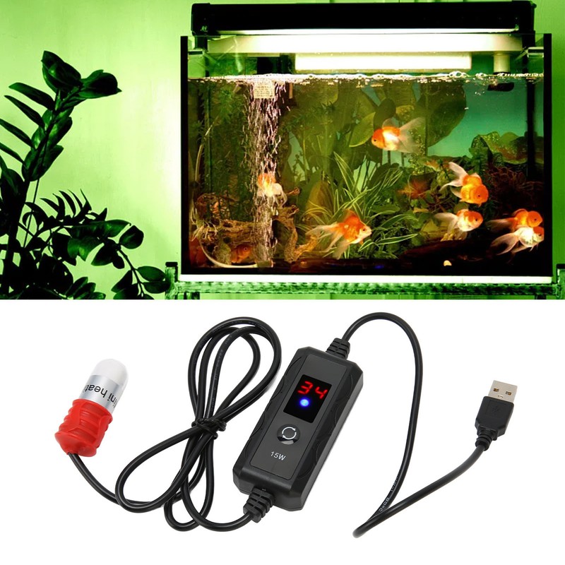 Mini Fish Tank Heater Adjustable 15W Betta Heater Small Aquarium