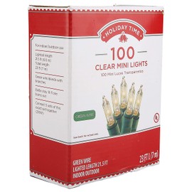 Holiday Time Mini Light Set, Clear Lights on Green Wire, Two Sets of 100 Count and Lighted Length of 21.5 feet (6.5 m) - Total of 200 Lights and 43 Feet (13 m) Lighted Length