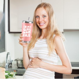 Girl Mom Gifts for New Moms, In My Girl Mom Era 20 Oz Pink Stainless Steel Tumbler Set for Mothers Day, Pregnant Women, Mama, Expecting Moms to Be, First Time Mother, Mommy, Wife, Friend, Sister