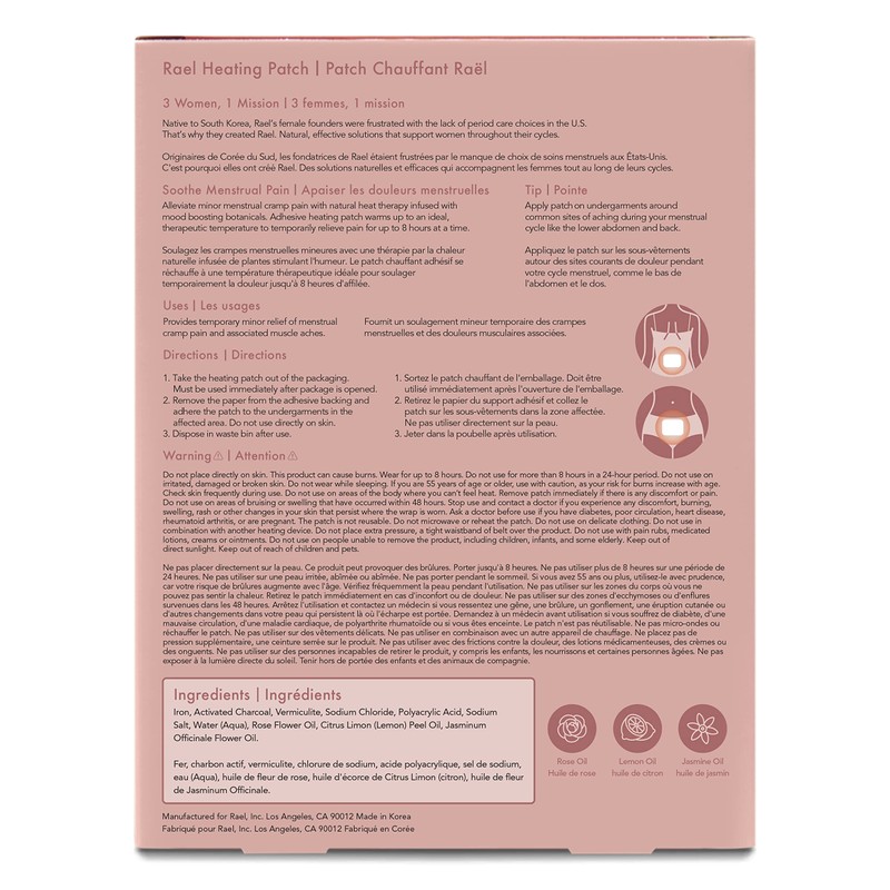 Rael Herbal Heating Patches - Period Cramps, Ultra Thin Design,
