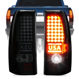 Bomusou Tail Light Fit for Chevy Silverado 1500 2500 HD 1999-2002, for GMC Sierra 1500 2500 HD Fleetside 1999-2003, Taillights Assembly Pair, Smoke Lens