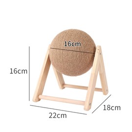 TOMVAES Cat Toys Sisal Scratcher Ball, Natural Sisal Cat Scratching Ball, Solid Wood Scratching Toy for Cats & Kittens, Indoor Interactive Pet Toy, Entertaining Scratch Post
