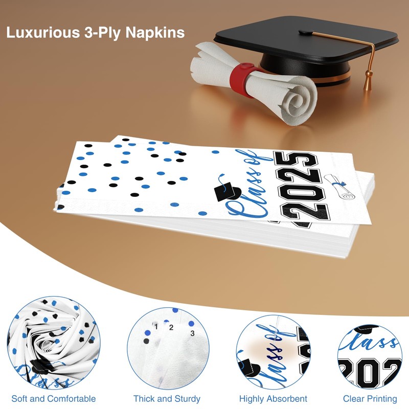 2025 Graduation Disposable Paper Napkins, Guest Dinner Hand Towels for