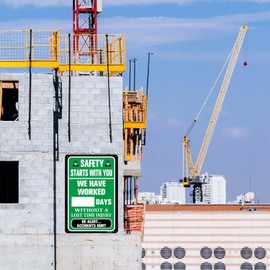 Safety Starts with You Sign, Write-A-Day Safety Scoreboard, 8"x12" Aluminum Without a Lost Time Injury Sign Green and White
