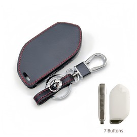 Laisiou Premium Leather 7-Button Key Fob Cover Case for Kia Carnival 2025, for KIA Telluride 2023 2024 2025, for Kia Sorento 2024 2025, for KIA K4 K5 2025 2026 Key Fob Holder Leather Key Chain