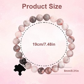 Cipszoely Anxiety Bracelet for Teenage Girls Gift Ideas for Age 8-16, Pink Beaded Bracelet for Women with Puzzle Jigsaw Piece Gift 50th / 60th Birthday Gift Healing Crystal Bracelet