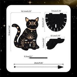 CRASPIRE Cute Wall Shelf Black Cat Wooden Crystal Shelf with 3 Crystals Stones Wall Mounted Crystal Display Shelf Decorative Crystal Wall Shelf Crystal Organizer Floating Shelves for Room Decor