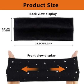 BTIYMU Women's Headband with Stars Decoration, Non-Slip Hair Bands, Women's Sports Elastic Headband Set, Headbands for Fitness, Running, Exercise, Gym, Cycling, Black, Pack of 2