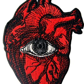 Parche bordado con forma de corazón para coser o planchar, Eye On Heart, 1