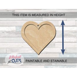 Heart Frame Ornament Wood Cutouts for crafts, Laser Cut Wood Shapes 5mm thick Baltic Birch Wood, Multiple Sizes Available