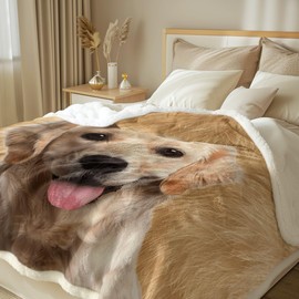 Sleepwish Sherpa Fleece Blanket Puppy Dog Plush Throw Blanket Fuzzy Soft Blanket Warm Cozy Cute Animals Blanket,Golden Retriever,Throw (50" X 60")