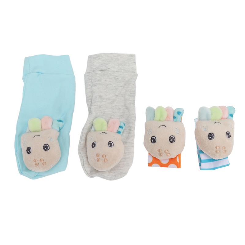 4pcs Baby Rattle Socks Cute Octopus Shape Soft Light Adjustable