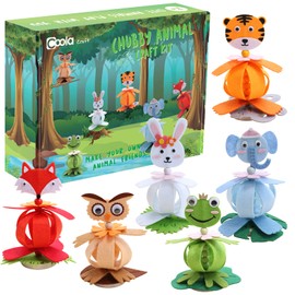 Coola Animal Craft Kit for Kids - Art and Craft DIY Early Educational Toys Suitable for Girls & Boys Pack 6 Include Frog Fox Elephant Rabbit owl Tiger No Glue Need Best Gift for Kids Age 3-6,7,8,9