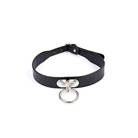 Rose-Samira Women's Rock Trendy Punk Choker 1 PCS Girl's Gothic Adjustable PU Leather Collar (Ring-2)