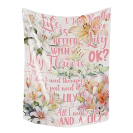 Huglanket Pink Lily Blanket for Women, Flannel Throws (50"x 65") - Christmas, Birthday Gift for Lily Lovers