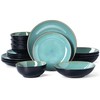 Plates and Bowls Sets for 4 - CJDC-QUELO 16-Piece Stoneware