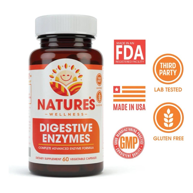 Natures Wellness Enzimas Digestivas Completas 60 Cápsulas