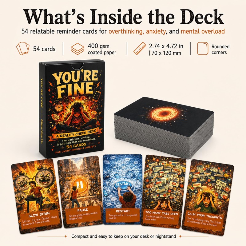 HuanRanYo You're Fine Reality Check Oracle Deck, 54 Dark Humor