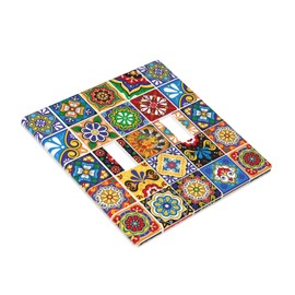 Talavera Mexican Tiles Double Light Switch Cover Plates Decorative 2 Gang Wall Plate Double Toggle Lightswitch Cover