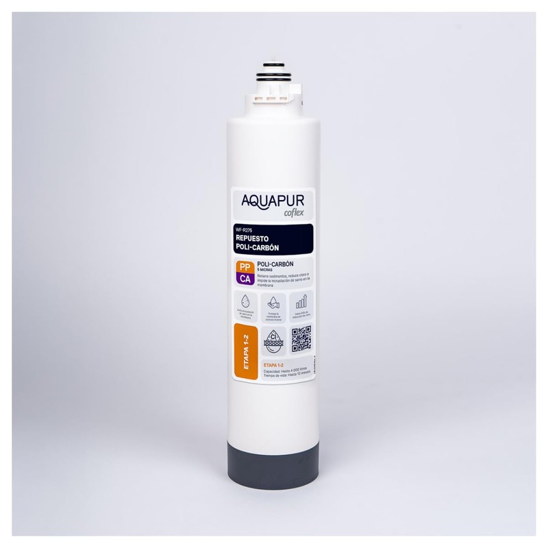 AQUAPUR COFLEX WF-R275, Filtro de Repuesto Poli-Carbón, 5 Micras, Etapa