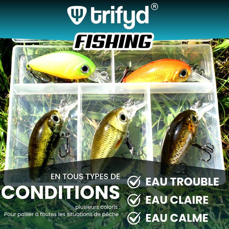 trifyd ® Trout Cranckbait 4cm, Pack of 5 fishing lures