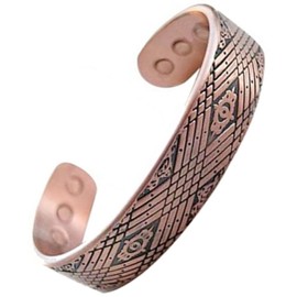 Mens or Womens Magnetic Bracelet Copper Criss Cross Celtic Bangle (Copper)