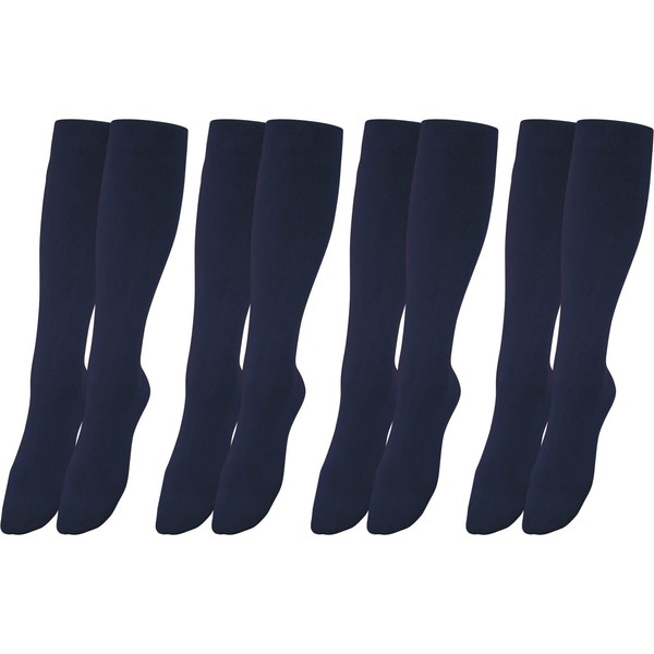 RS. Harmony Support Knee Socks with Compression for Long Flight Travel and Car Trips as well as for the Office, Thrombosis Socks and Support Stockings Against Swollen Legs, I: navy - 4 pair