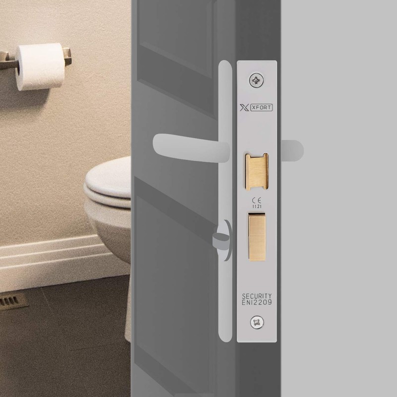 XFORT® Satin Chrome Bathroom Lock 75mm for Internal Wooden Doors,