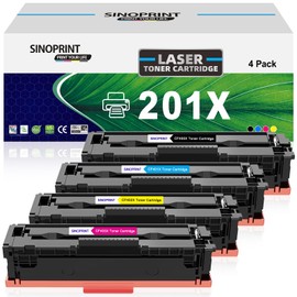 201X 201A MFP M277dw Toner Cartridges 4 Pack Compatible for HP 201X 201A Color Laserjet Pro MFP M252dw M277c6 CF400X CF401X CF402X CF403X M252 M277 Printer Ink (Black Cyan Yellow Magenta, 4-Pack)