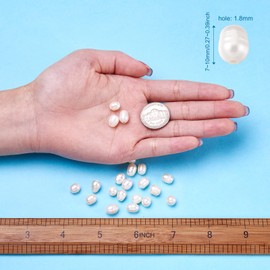 Fashewelry 100pcs Natural Pearl Beads Seashell Colour Oval Cultured Freshwater Pearl Loose Beads 7~10mm for DIY Necklace Bracelet Earrings Jewellery Making