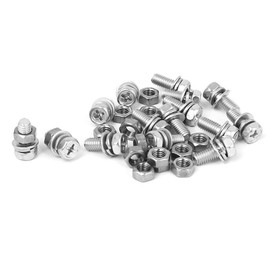 TA-VIGOR M5 x 12mm Stainless Steel Hex Head Bolts Nuts Washers Set, Silver Tone Fastener Kit for DIY, Machinery Repair Equipment Assembly 3D Printing Projects, 15 Sets