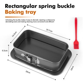 PORFOYO Springform Eckig, Rechteckige Springform, Rechteckige Backform, Kuchenform Rechteckig, 28 * 18CM Eckig Mit Flachboden, Rechteck Mit Kuchenlöser Perfekt Für Kuchen Und Torten