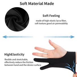 Newaner Drawing Glove, Drawing Artist Glove for Graphic Tablet, Artist Glove Elastic Anti-Fouling Glove for Right and Left, Digital Drawing Gloves, Black, (L) Pack of 4