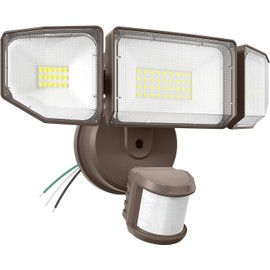 Abovizo 85W LED Security Lights Motion Sensor Light Outdoor, 8500LM Dusk to Dawn, IP65 Waterproof, 6500K, 3 Head Motion Detected Flood Light, Floodlight for Outside, Garage, Yard, Porch (Brown)