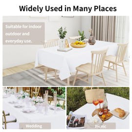 Easy-Going Faux Linen Waterproof Spill-Proof Tablecloth Stain Resistant Rectangle Table Cloth Wrinkle Free Decorative Fabric for Kitchen, Dining, Party, Weddings, Restaurants (60x120 in, White)