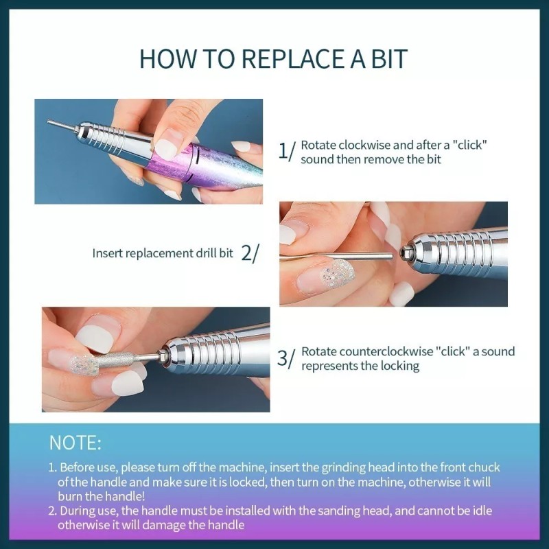 ForeverLily 35000rpm Pulidor Esmeril Eléctrico Taladro De Uñas Rosa