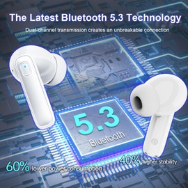 Wireless Earbuds, Wireless Headphones Bluetooth 5.3 with 4 ENC Noise Cancelling Mic, 40Hrs Bluetooth Earphones, 14.2mm Drivers In Ear Earbuds, 2023 Deep Bass Stereo Ear Buds IP7 Waterproof/LED Display