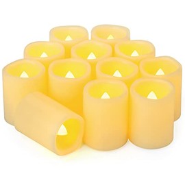 Paquete de 12 velas votivas LED parpadeantes sin llama de 5 cm, funciona con pilas, luz de té votiva eléctrica, luz LED sin llama para decoración de fiesta al aire libre, boda, Navidad,