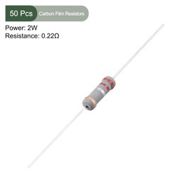YOKIVE 50 PCS Carbon Film Resistors, 2W 0.22 Ohm 5% Tolerances Resistor, Good for DIY Electronic Projects (4 Color Band, 0.58x0.19-Inch)