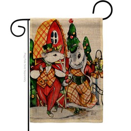 Angeleno Heritage Holiday Mouses Burlap Garden Flag Winter Christmas Santa Marry Xmas Present Reindeer Season Wintertime Snow House Decoration Banner Small Yard Gift Double-Sided, Made in USA