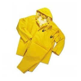 West Chester 4035/XXXXL 35mL PVC Over Polyester 3Pcs Rain Suit, Detachable Hood - Yellow Each