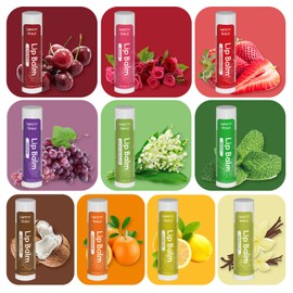 40 Pack Natural Lip Balm Bulk with Vitamin E and Coconut Oil - Moisturizing Dry Cracked Lips, Mini Chap Stick Gifts for Kids Women Men- 10 Flavors - Non-GMO