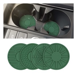 4 Pack Car Coasters for Cup Holder, 2.68 Inch Anti-Slip Silicone Auto Insert Cup Coaster, Non-Slip Vehicle Cup Mats for Women and Men, Interior Accessories Universal for Most Cars, SUV (Green)