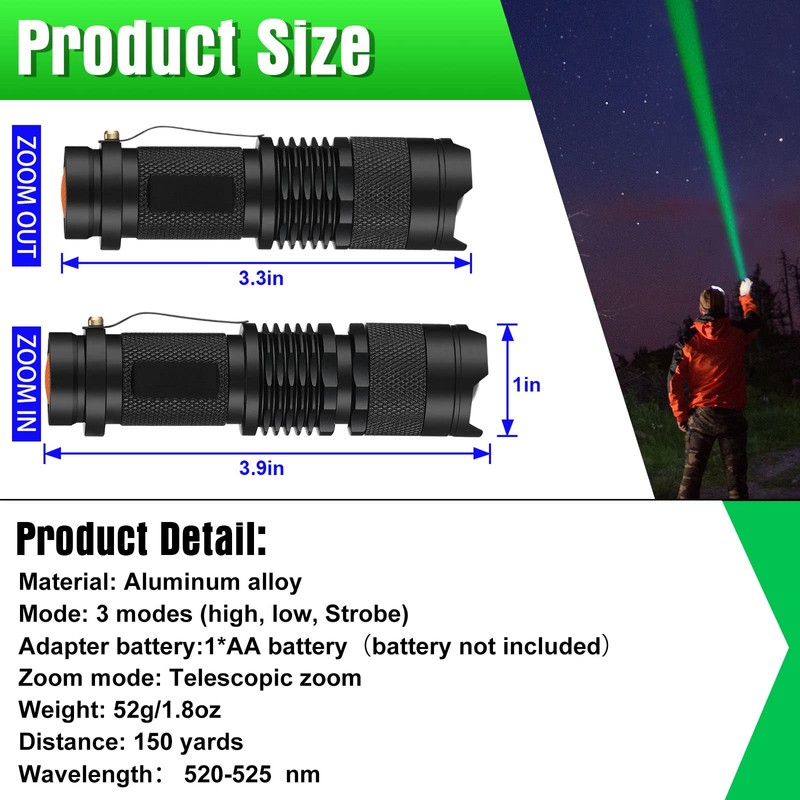 Honoson 4 Packs Hunting Light Flashlights LED Torch with 3