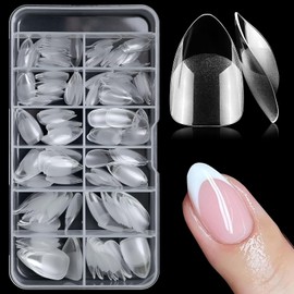 EternalClassic 240pc Stiletto Almond Gel Nail Tips Short Fake Nails, Clear Acrylic Nails Short Stiletto Soft Gel Nail Tips for Acrylic Nail Extension, Press on Nails Making