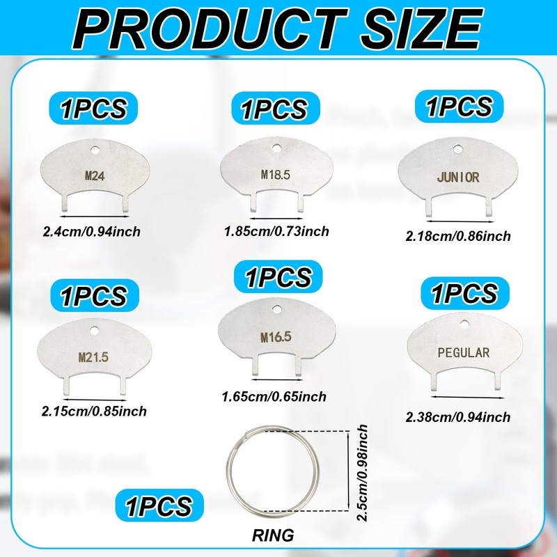 Tinoaly 6pcs Stainless Steel Faucet Aerator Key Wrench with Ring,