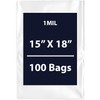 Multiple Sizes Clear Flat Poly Bags, 1Mil 15" X 18"
