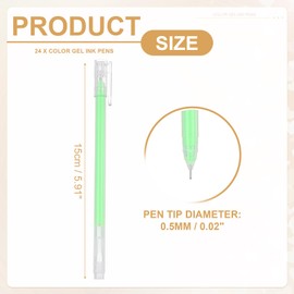 PATIKIL 24 Pcs Colored Gel Pens, 0.5mm Fine Point Pastel Gel Pens High Light Ink for DIY Projects Painting Journaling Notebook Black Paper Drawing, 15cm Length Green Ink