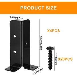 Deck Post Anchor, 4 Pcs Adjustable Post Base Brackets, Heavy Duty Wood Fence Pergola Post Brackets, Reversible Half Column Post Anchor Base Brackets Fit 1.5x1.5,2x2,2x4,4x4 Post, Deck Mailbox(Model B)