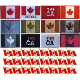 [36Packs] 12Packs Multiple Canada Flag Patch + 24Packs Canada Pin - Canada Maple Leave Patch and Pins for Bags Travels